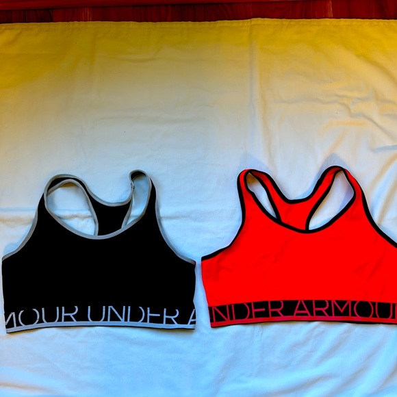 Under Armour Other - Lot of two under Armour, sports bras, orange and black, navy blue and gray large